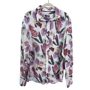 Apt. 9 pink floral slim Fit performance untucked fit shirt size XL‎ golf